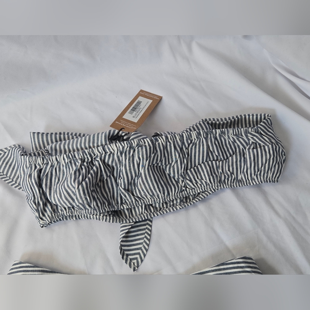 3/$25! NWT Nasty Gal Stripe Tie Bandeau & Short Set Size 4 - Picture 6 of 11